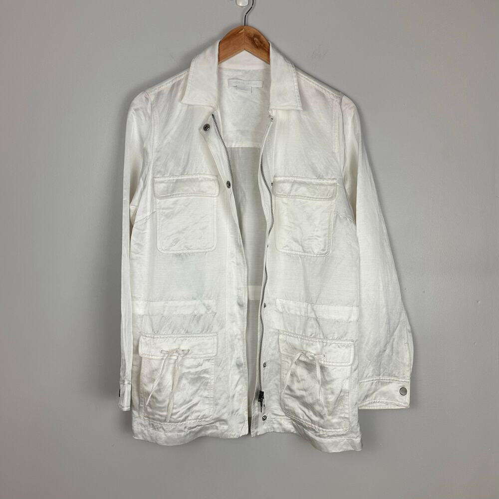 Worth New York Ida Linen Viscose Oversized Chore Jacket White Size 2 NWT